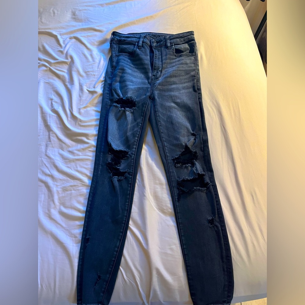 Black American Eagle Skinny Jeans (next level stretch, super high rise jegging)